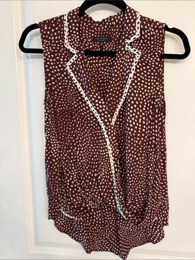 rag & bone silk Burgundy and White Polka Dot Sleeveless blouse